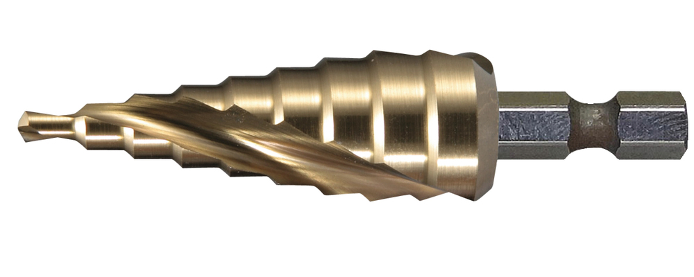Сверло ступенчатое HSS-TiN с спиральным желобком, 4-12x65, 1/4" Makita