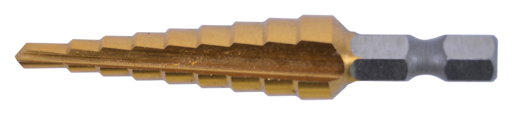 Сверло ступенчатое HSS-TiN с прямым желобком, 4-12x65, 1/4" Makita